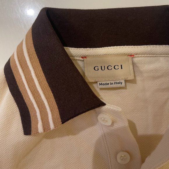 GUCCI Kids Stretch Cotton Polo Shirt In Ivory 6A - Picture 10 of 10
